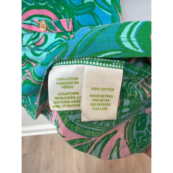 Lilly Pulitzer Girls L 12-14 Green & Pink Floral Tunic Dress 100% Cotton Size S - Picture 3 of 4